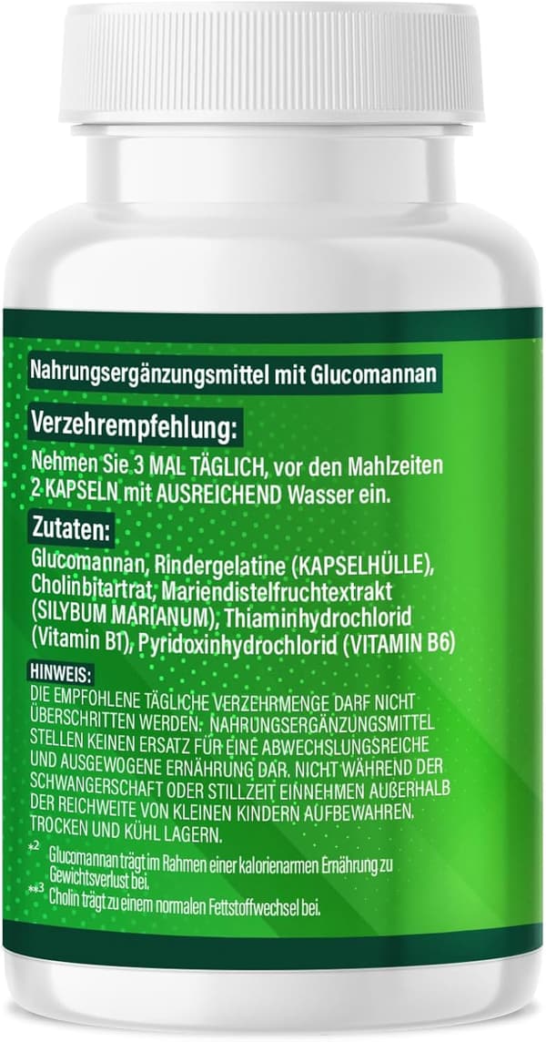 Extrem hochdosierte Appetitzügler Kapseln mit Glucomannan für Frauen & Männer