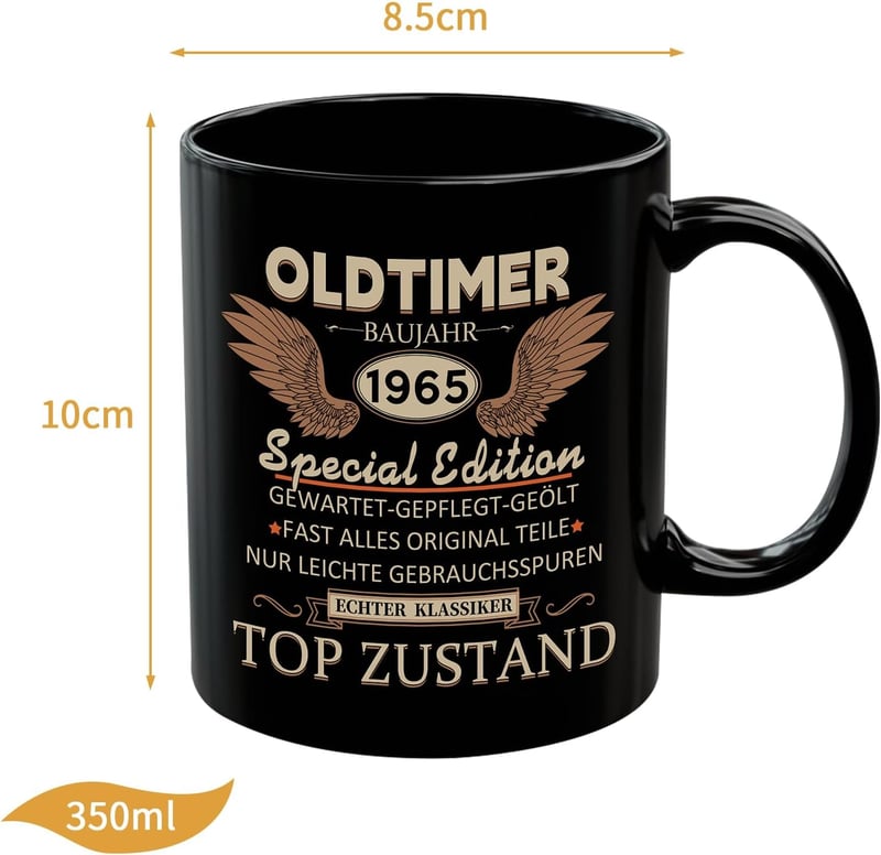 40. Geburtstag Tasse, spezielle Keramiktasse für Männer, 350 ml