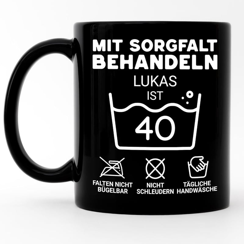 Personalisierte schwarze Tasse zum 18. Geburtstag für Paare