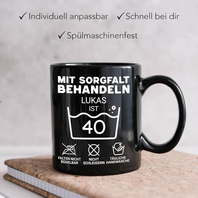 Personalisierte schwarze Tasse zum 18. Geburtstag für Paare