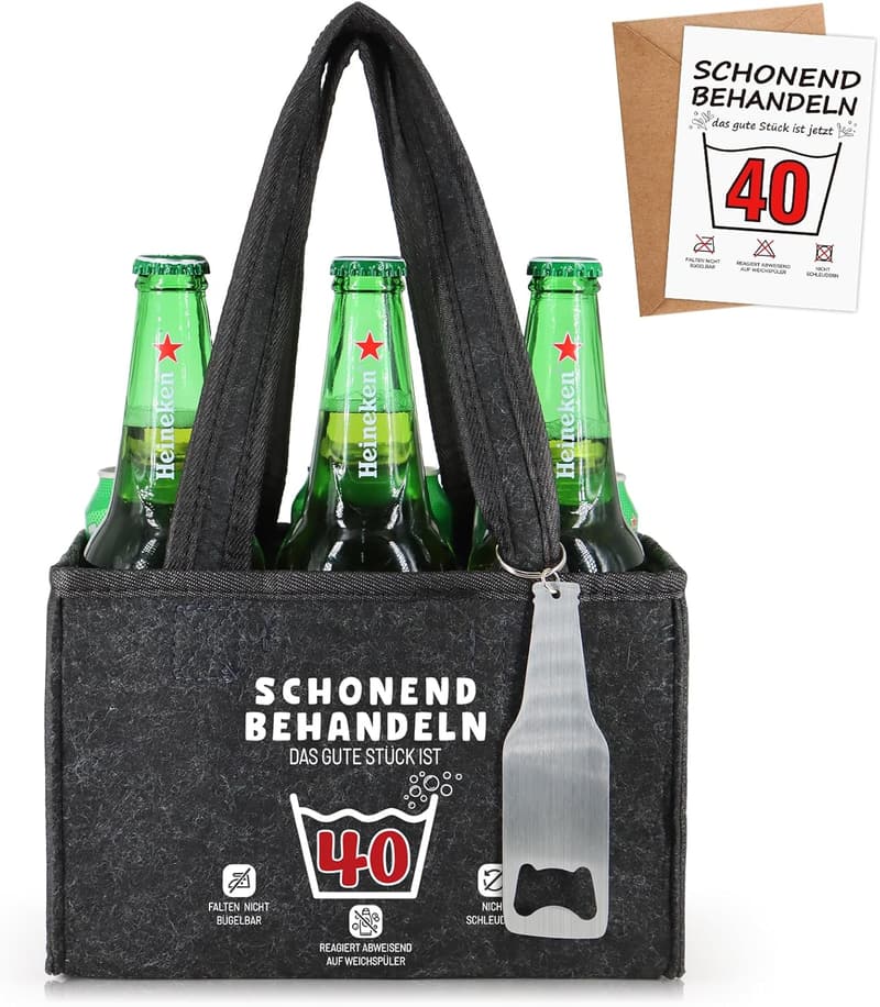 Lustige Männerhandtasche für 6 Bierflaschen mit Flaschenöffner