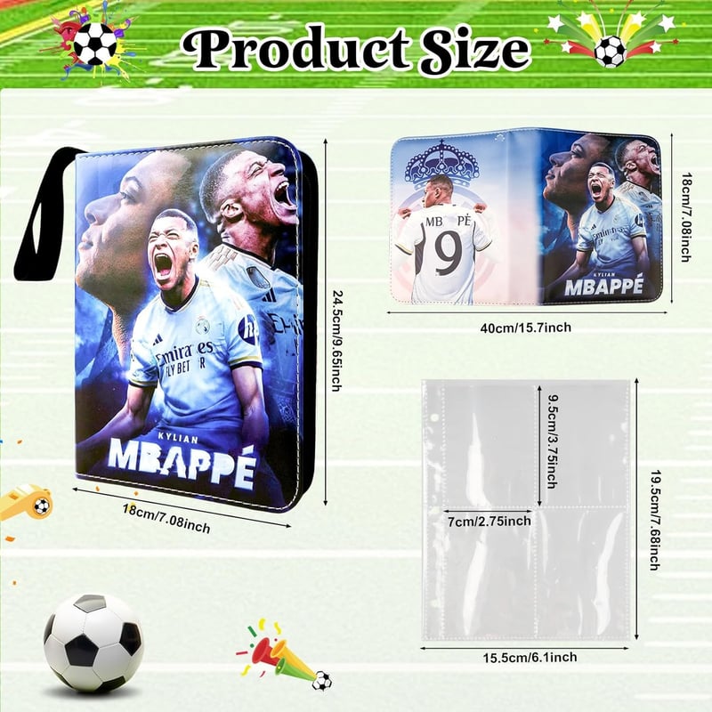 Wasserdichtes Sammelkartenalbum für Fußballgeschenke, 400 Karten, 4 Fächer