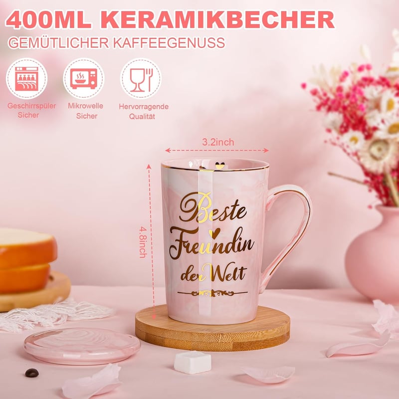 Lustiges Geburtstagsgeschenk für Frauen: Marmor Tasse, Duftkerze & Badesalz