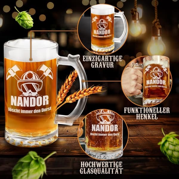 Personalisierter Bierkrug mit Gravur 400 ml – ideales Geschenk für Männer