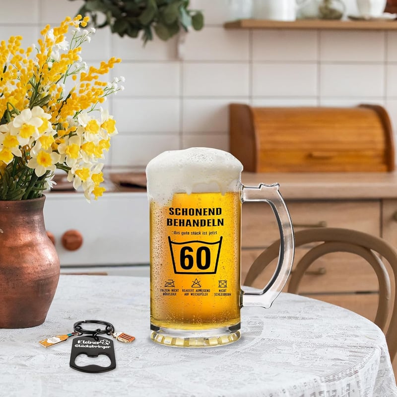 Lustiger Bierkrug 0,5L mit Flaschenöffner für den 40. Geburtstag