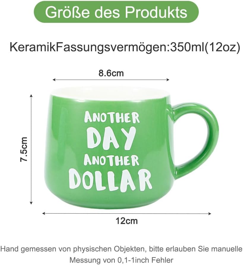 Niedliche 3D Dollar-Kaffeetasse aus Keramik, 350ml, für Kinder und Familie