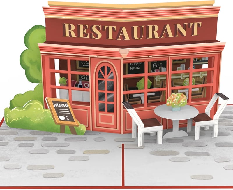3D Pop-Up Karte Restaurant - Gutschein oder Geldgeschenk zum Essen