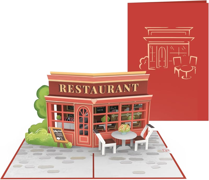 3D Pop-Up Karte Restaurant - Gutschein oder Geldgeschenk zum Essen