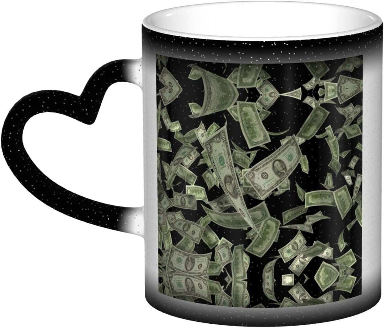 Farbwechselnde Dollarzeichen-Tasse aus Keramik – Schwarzes Design