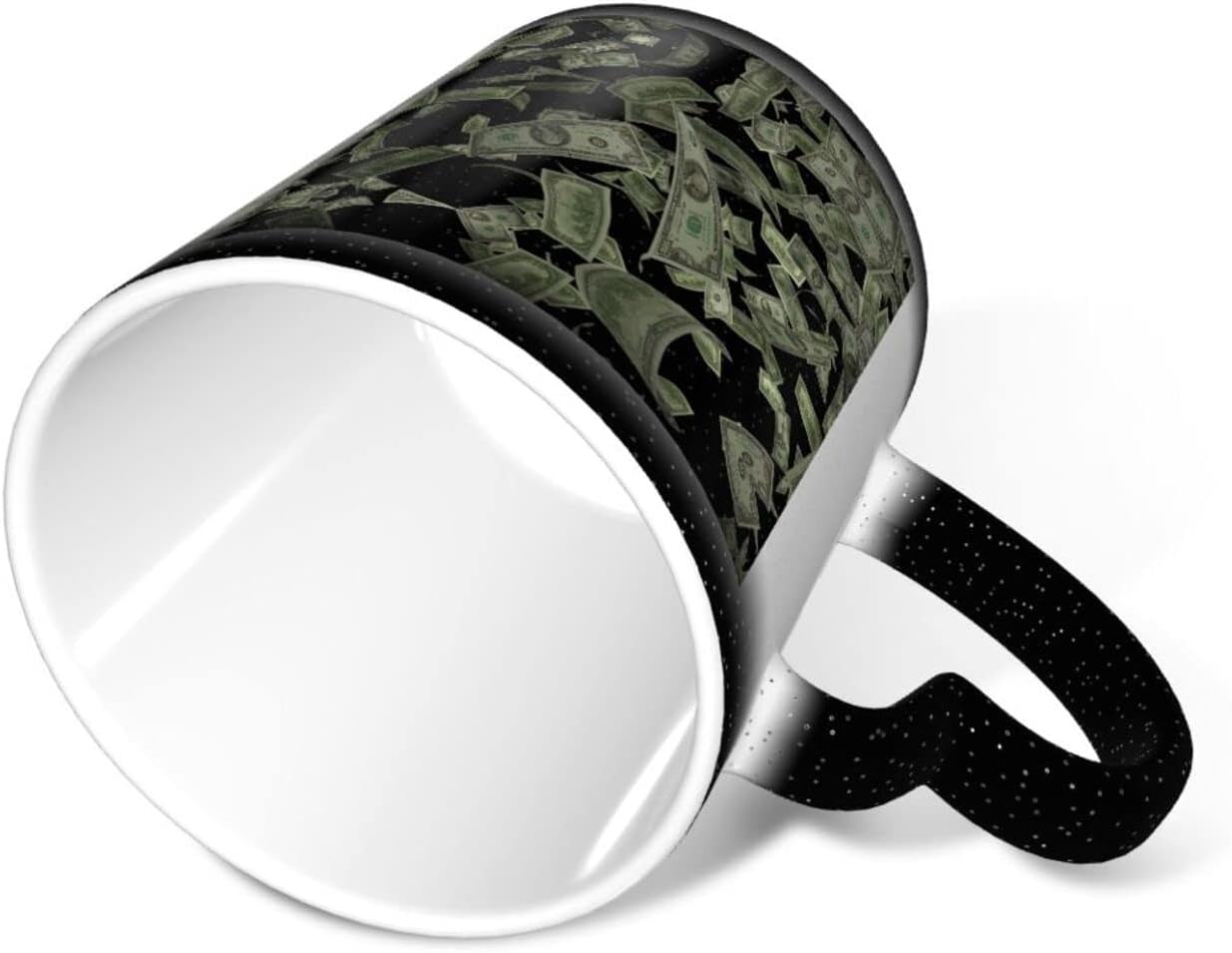 Farbwechselnde Dollarzeichen-Tasse aus Keramik – Schwarzes Design