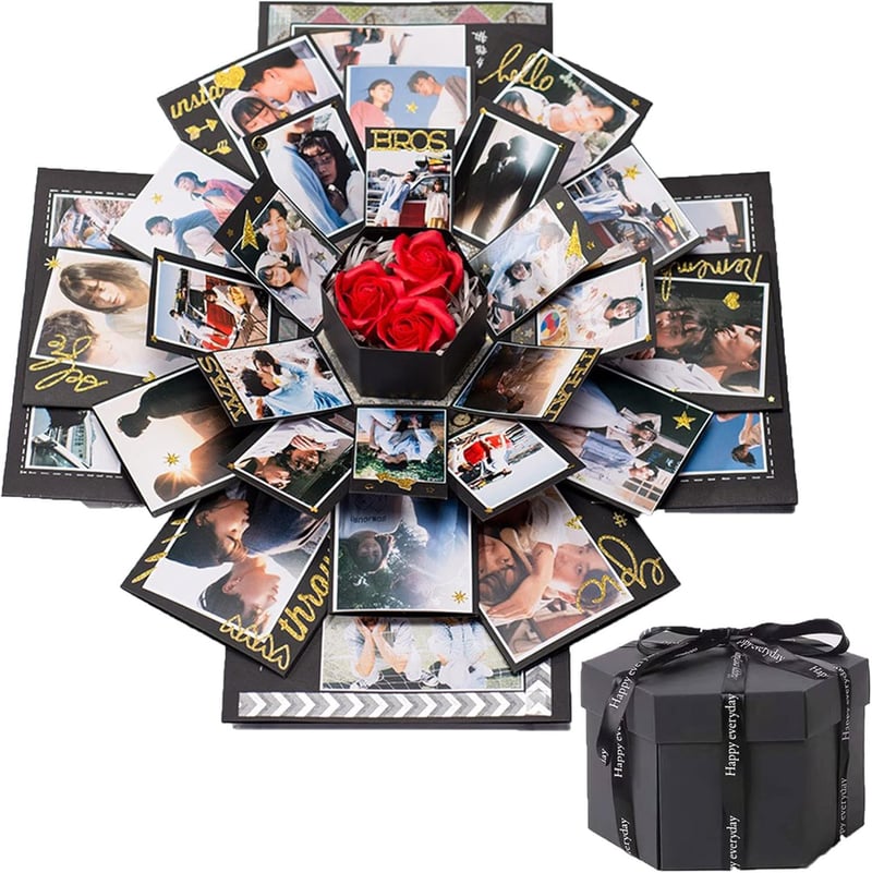 Handgemachte Foto-Explosion Box für Paare – Überraschungsgeschenk zur Hochzeit