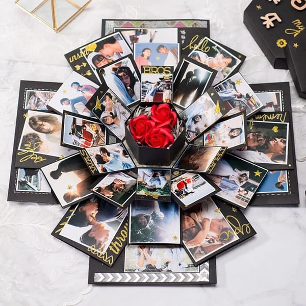 Handgemachte Foto-Explosion Box für Paare – Überraschungsgeschenk zur Hochzeit