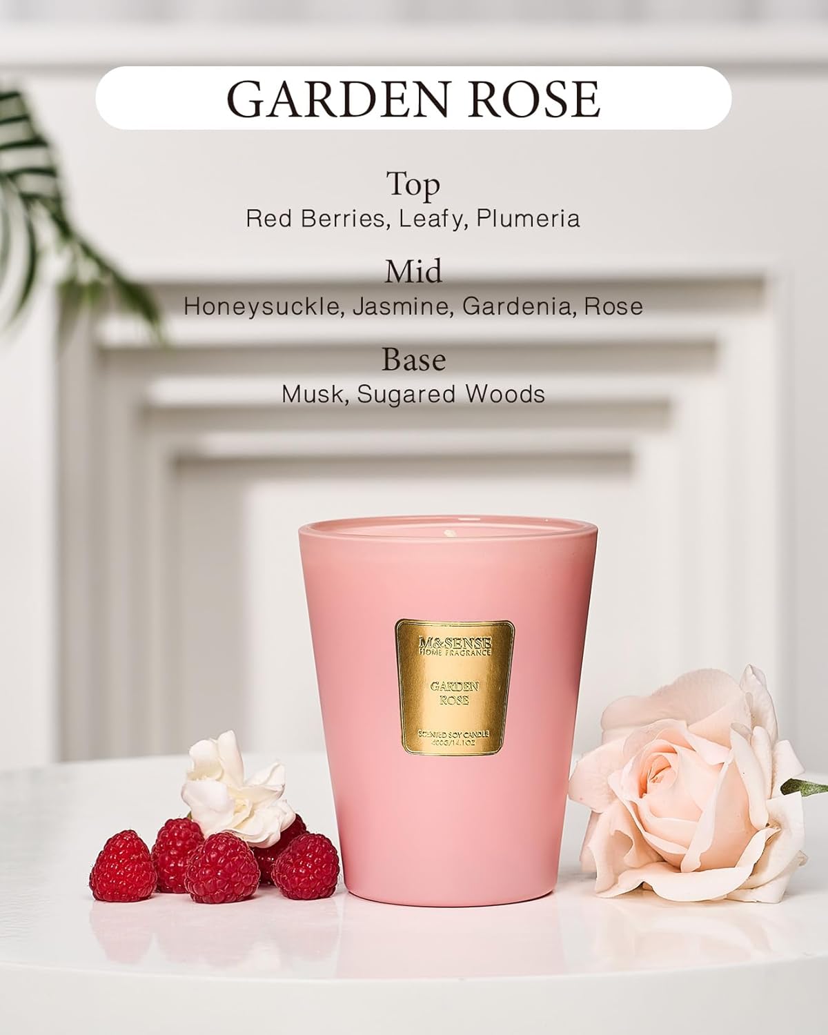 Gartenrose Duftkerze im Glas | 400 g Sojawachs, 75 Std. Brenndauer