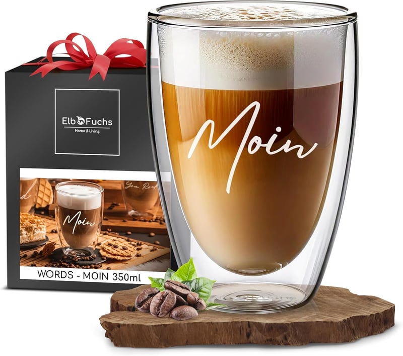Doppelwandiges Latte Macchiato Glas MOIN | 350ml | Maritimer Thermobecher