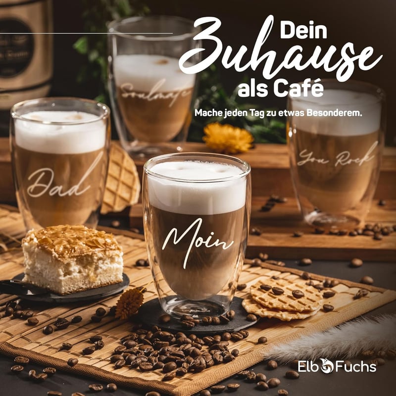 Doppelwandiges Latte Macchiato Glas MOIN | 350ml | Maritimer Thermobecher
