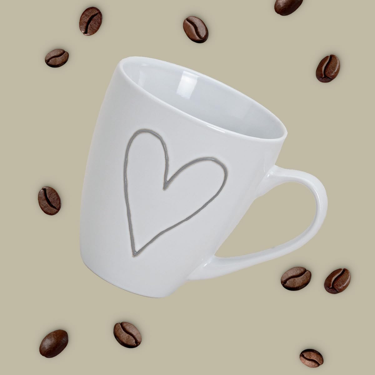 Jumbo Kaffeetassen Set 3er Herzmuster, 400ml, spülmaschinenfest