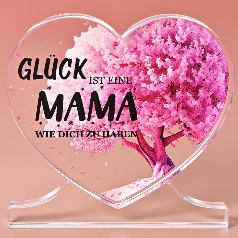 Herzförmige Acryl-Dekoration als Geschenk für Mama zum Muttertag