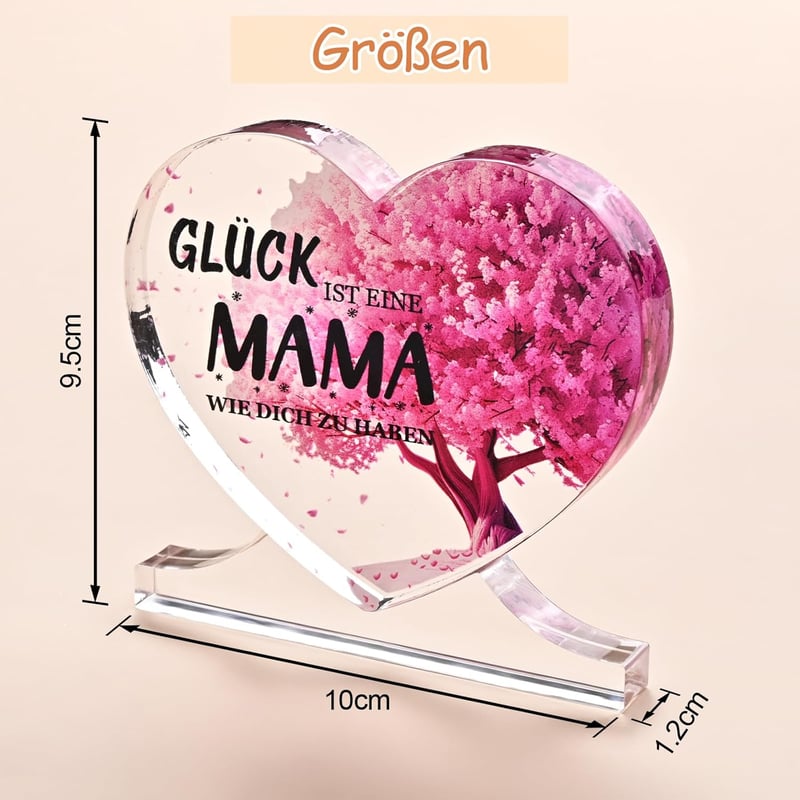 Herzförmige Acryl-Dekoration als Geschenk für Mama zum Muttertag