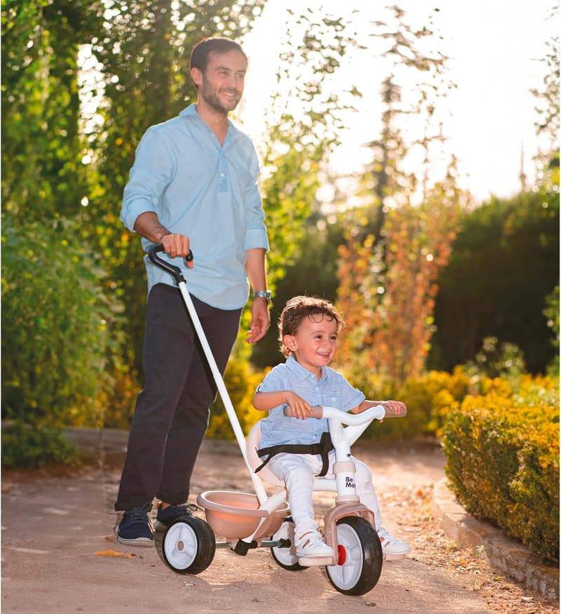 Be Move Beige Kinderdreirad mit Schubstange und Sicherheitsgurt