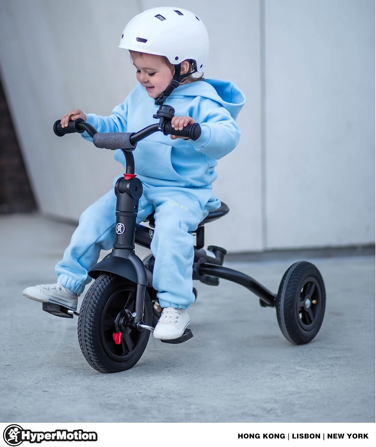 Dreirad für Kinder ab 1 Jahr mit Schubstange und drehbarem Sitz - grau