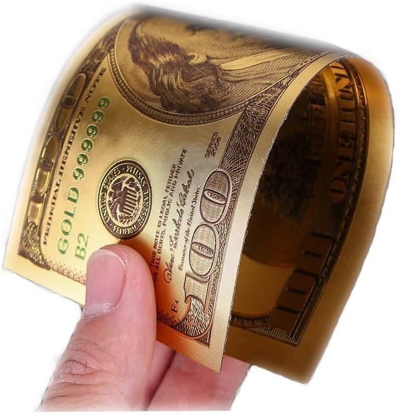 8 Stück Gold Dollar Scheine als Geschenk – Neuheit 100 Dollar, 50 Dollar, 20 Dollar, 10 Dollar, 5 Dollar, 2 Dollar, 1 Dollar