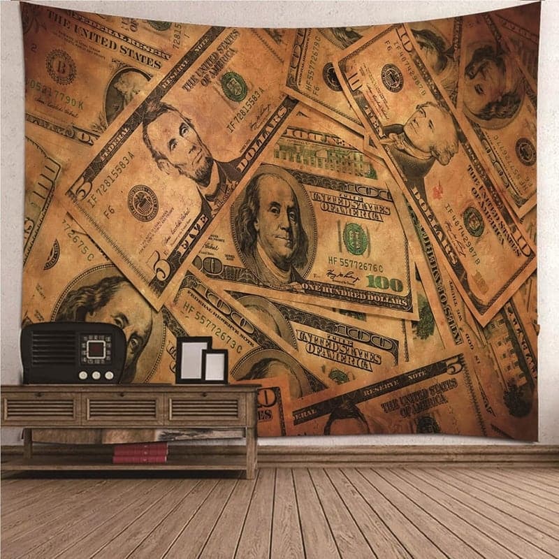 Aesthetic Wandtuch mit Dollar-Muster aus Polyester, 210x140 cm