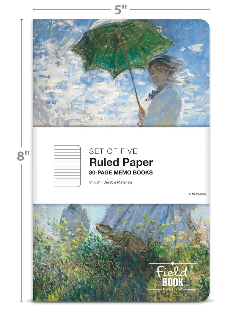 Monet-Muster Notizbuchset, liniert, 5 Stück, 12,7 x 20,3 cm
