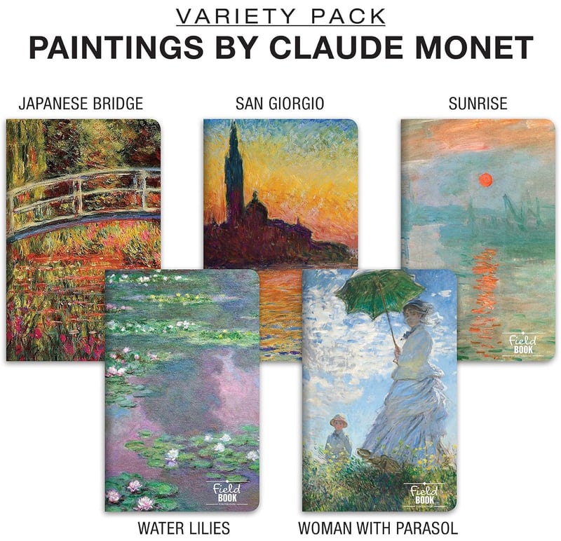 Monet-Muster Notizbuchset, liniert, 5 Stück, 12,7 x 20,3 cm