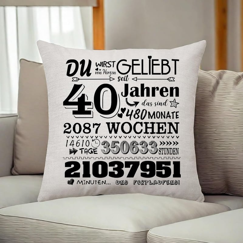 Kissenbezug zum 40. Geburtstag für Männer und Frauen, 45x45 cm