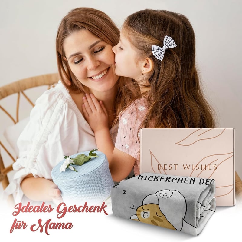 Lustige Kuscheldecke für Mama – besonders weich – Geburtstags- & Muttertagsgeschenk 157 × 132 cm