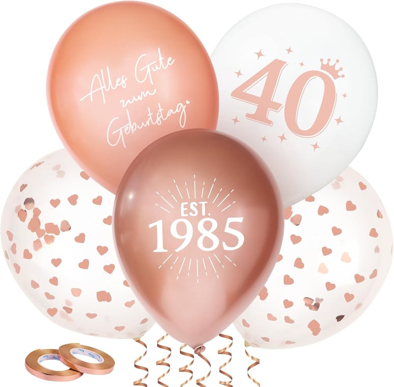 Roségoldene Luftballons für den 40. Geburtstag der Frauen, 24 Stück