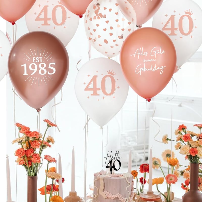 Roségoldene Luftballons für den 40. Geburtstag der Frauen, 24 Stück