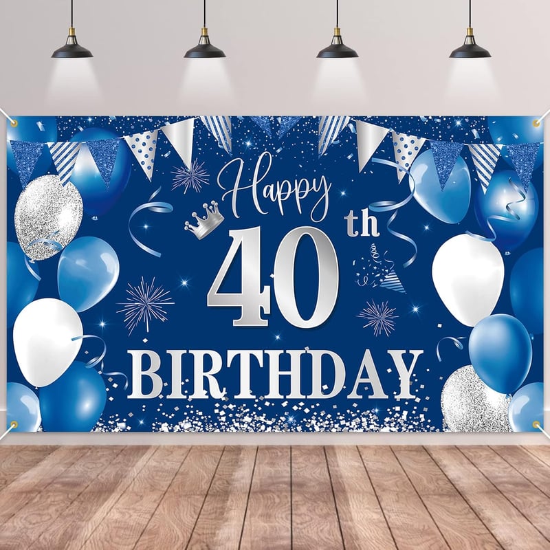 40. Geburtstag Banner Blau für Frauen – Dekoration für die Feier