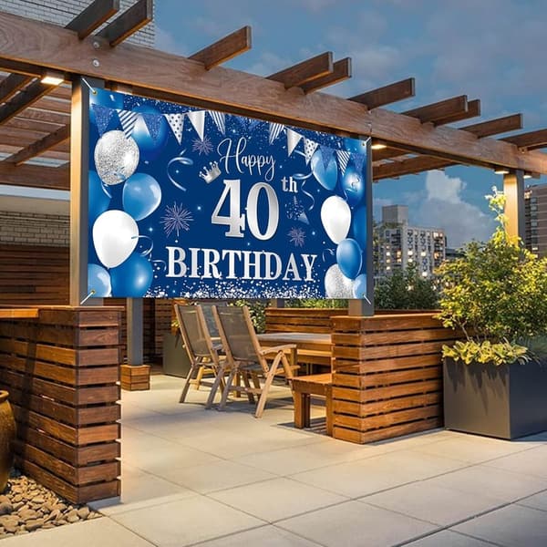 40. Geburtstag Banner Blau für Frauen – Dekoration für die Feier