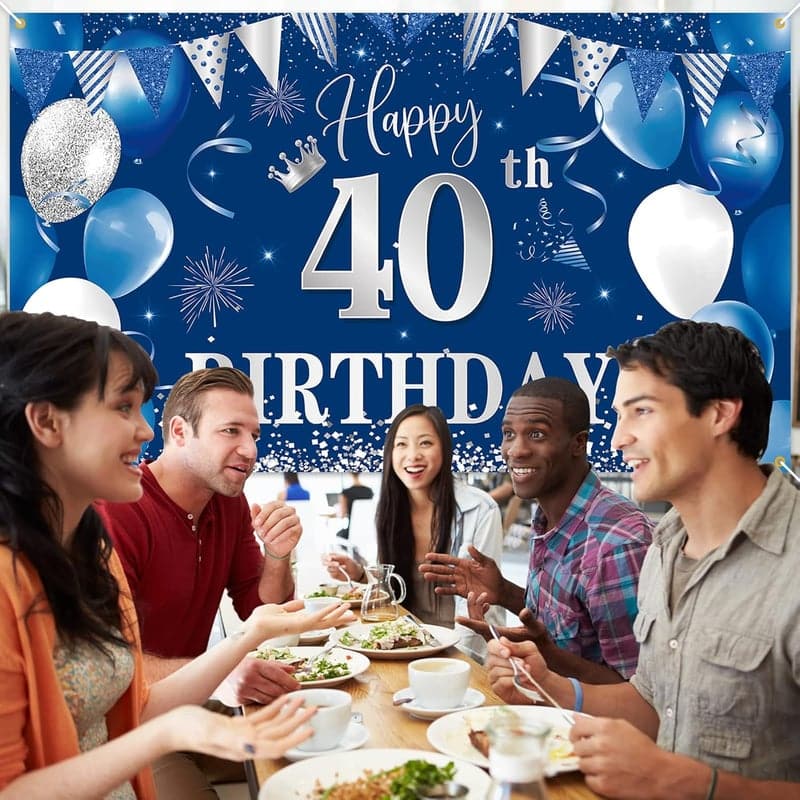 40. Geburtstag Banner Blau für Frauen – Dekoration für die Feier