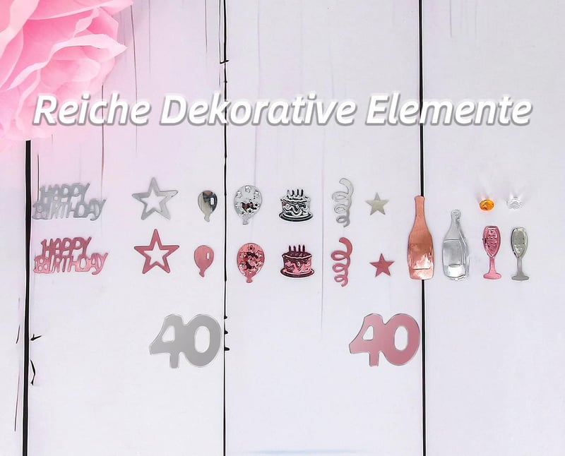 Roségoldenes Konfetti für die 40. Geburtstagsfeier
