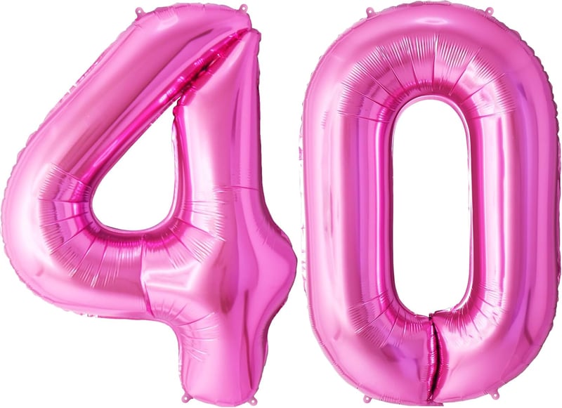 Rosa 40. Geburtstag Luftballons – XXL Helium-Dekoration mit Strohhalm