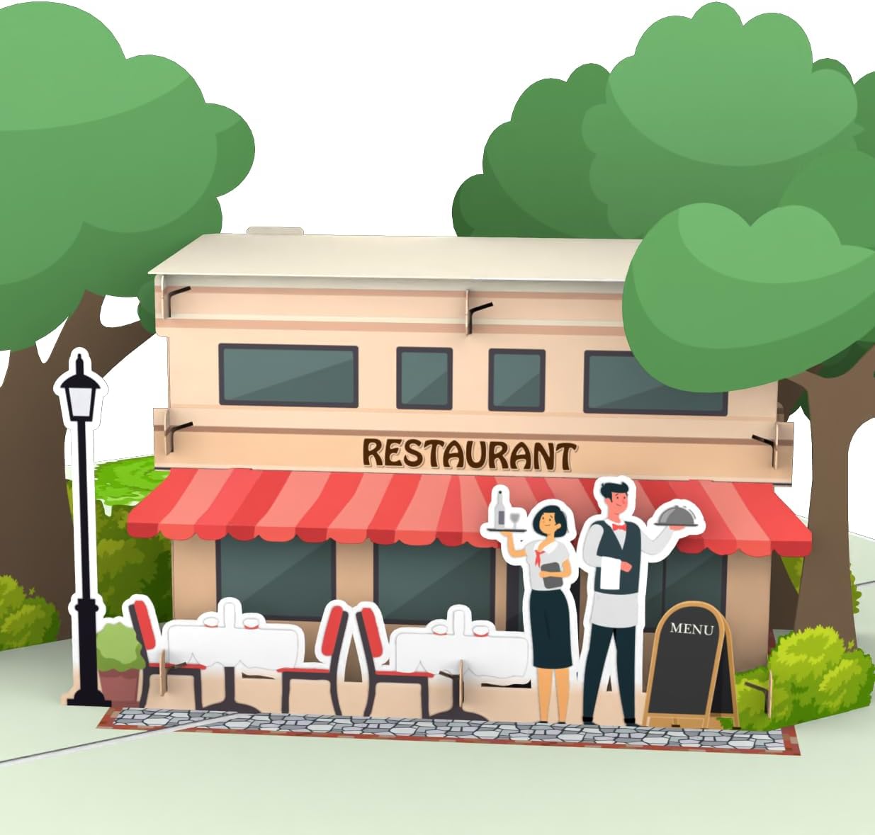 Pop-Up Restaurantkarte - 3D Essensgutschein für Paare zum Geburtstag oder Jahrestag