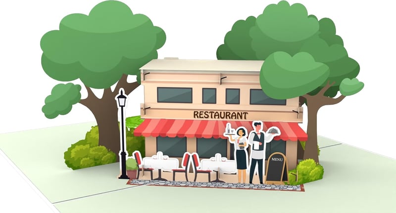 Pop-Up Restaurantkarte - 3D Essensgutschein für Paare zum Geburtstag oder Jahrestag