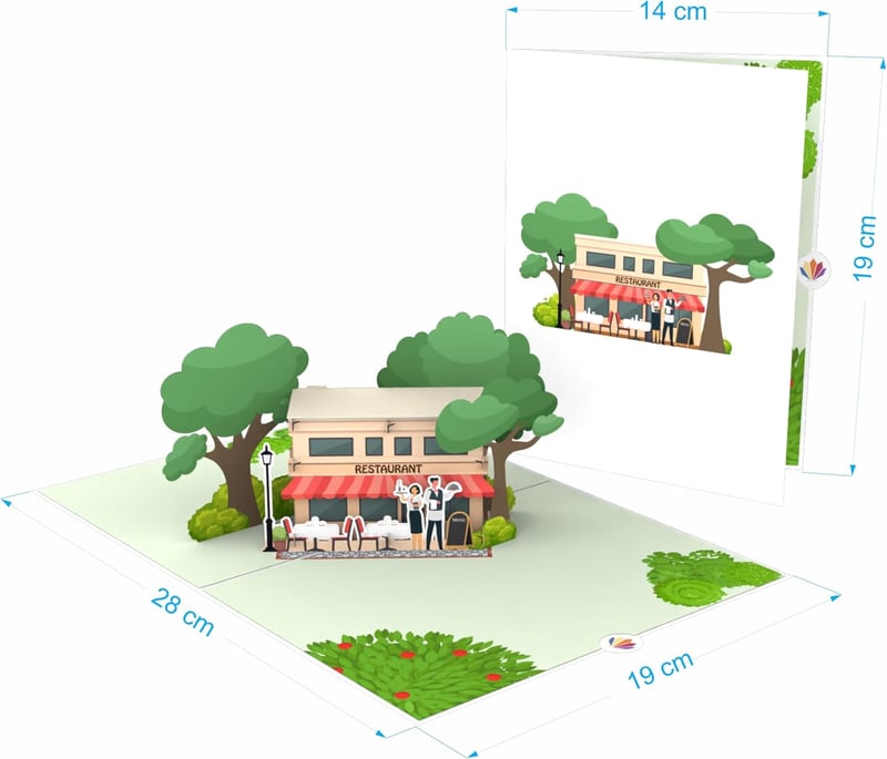 Pop-Up Restaurantkarte - 3D Essensgutschein für Paare zum Geburtstag oder Jahrestag