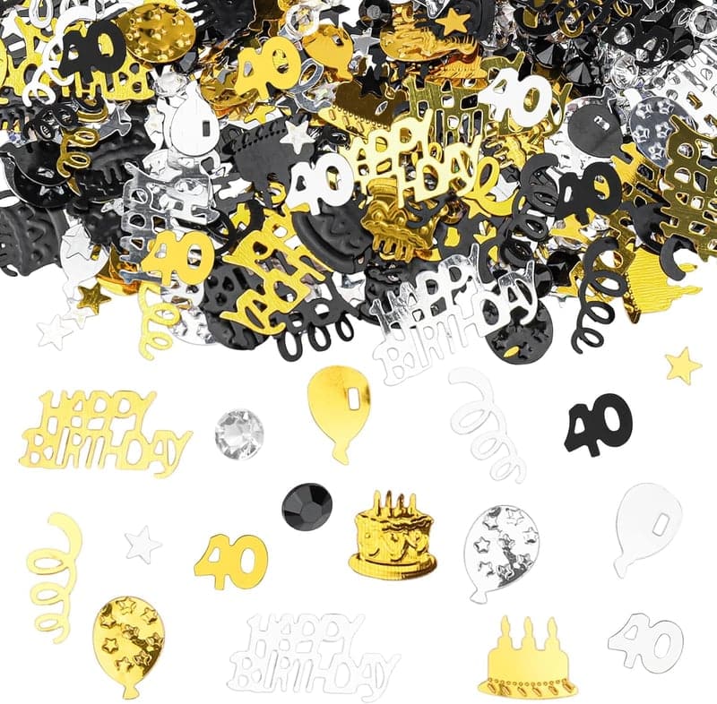 Deko für den 40. Geburtstag - Gold Schwarz Konfetti für Tischdeko