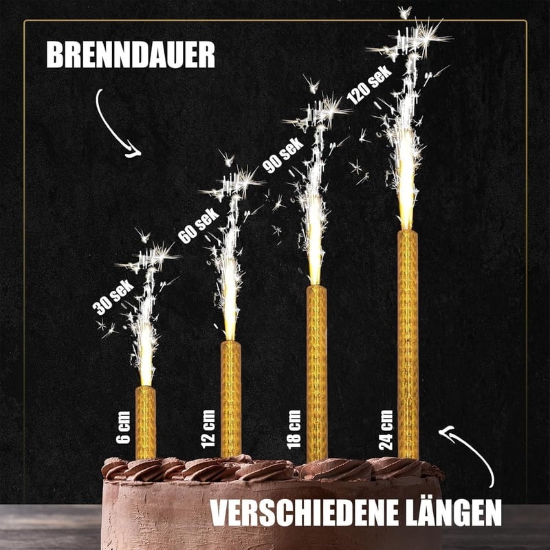 Eisfontäne für Hochzeiten & Feierlichkeiten - 4er Set, 120 Sek. Brenndauer