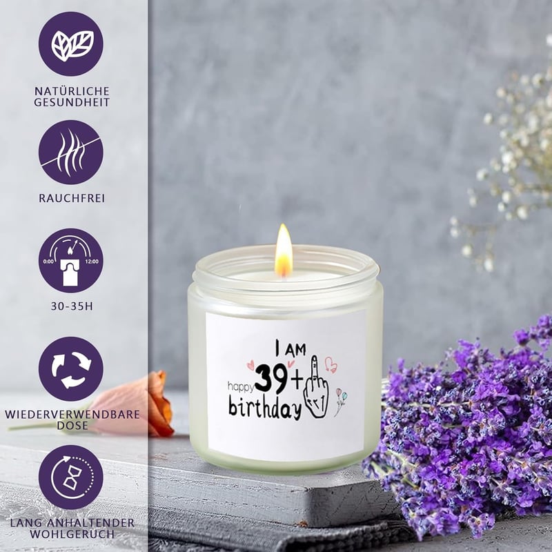40. Geburtstag Duftkerze im Glas Lavendel für Frauen