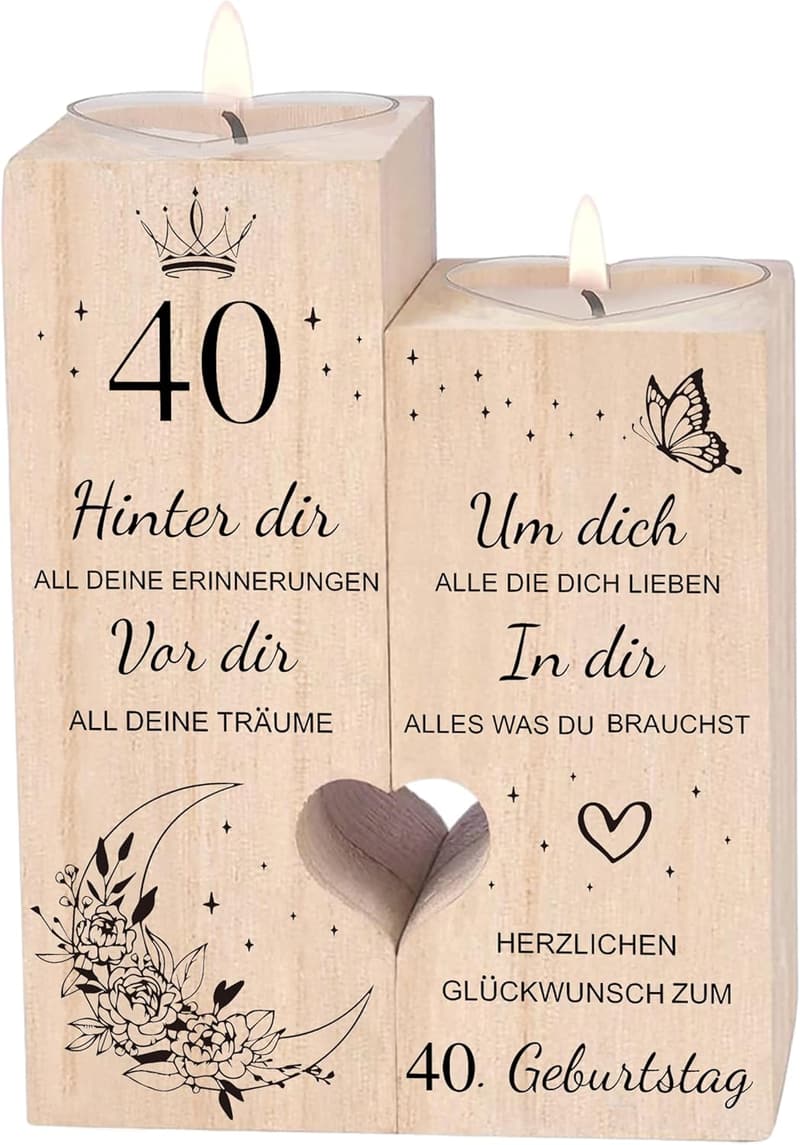 40. Geburtstag Kerzenständer – Deko Geschenk für Paare