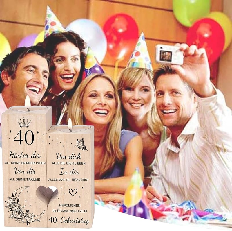 40. Geburtstag Kerzenständer – Deko Geschenk für Paare