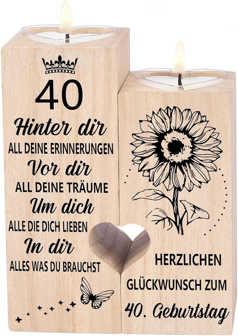 Personalisierter Kerzenständer zum 40. Geburtstag für Frauen