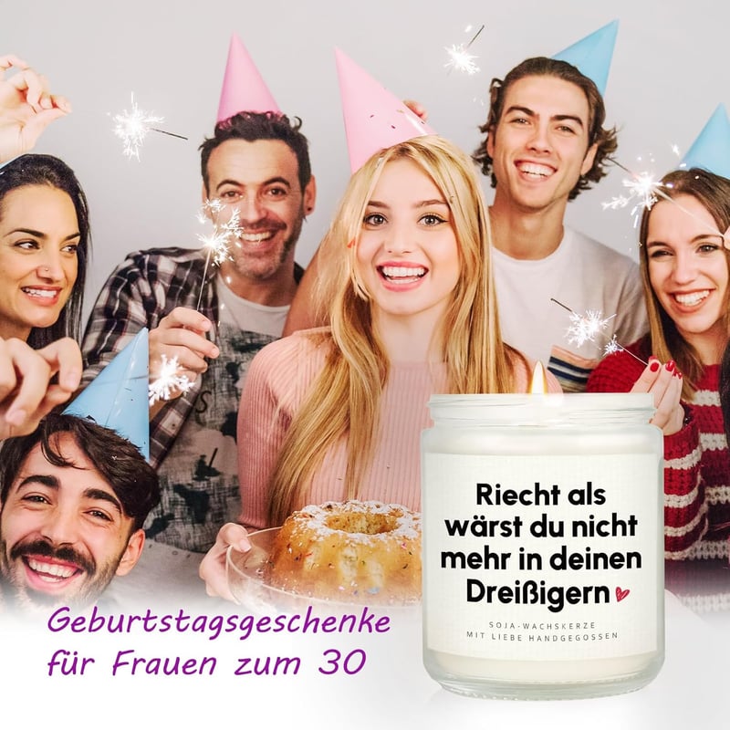 Soja-Wachskerze zum 40. Geburtstag für Frauen, Geschenkidee