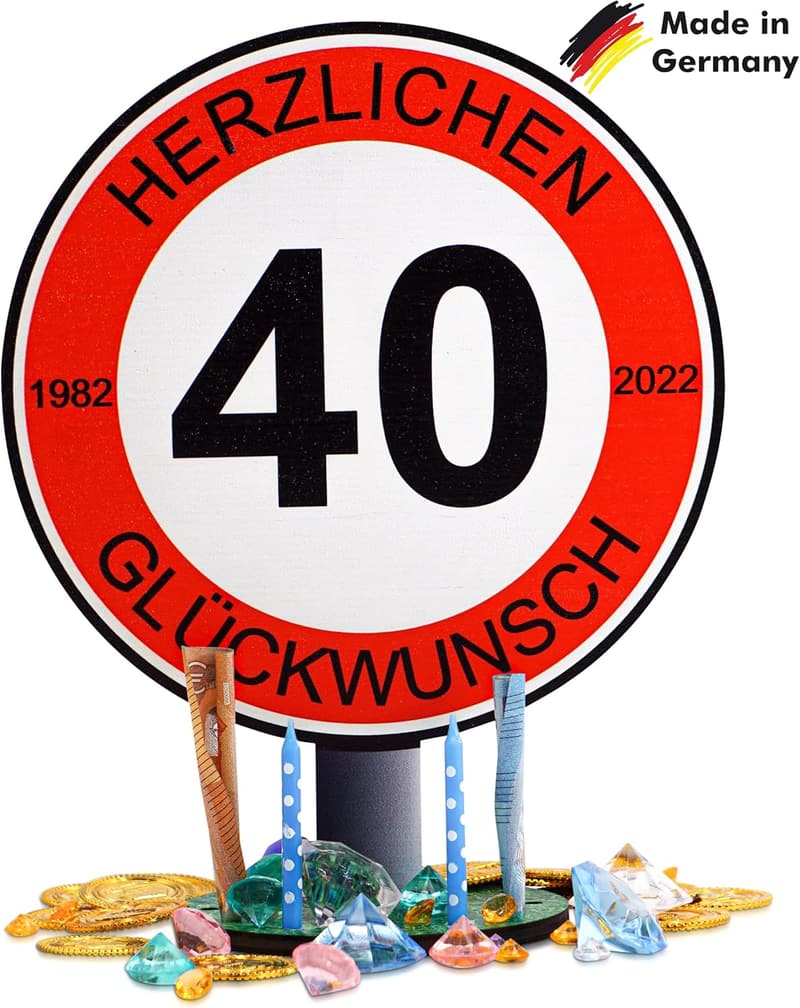 Verkehrsschild 40 Jahre - Holz-Schild zum Geburtstag oder Jubiläum