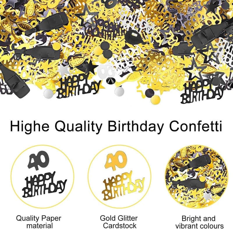 40. Jahrestag Konfetti- und Pailletten-Dekorationen in Schwarz-Gold