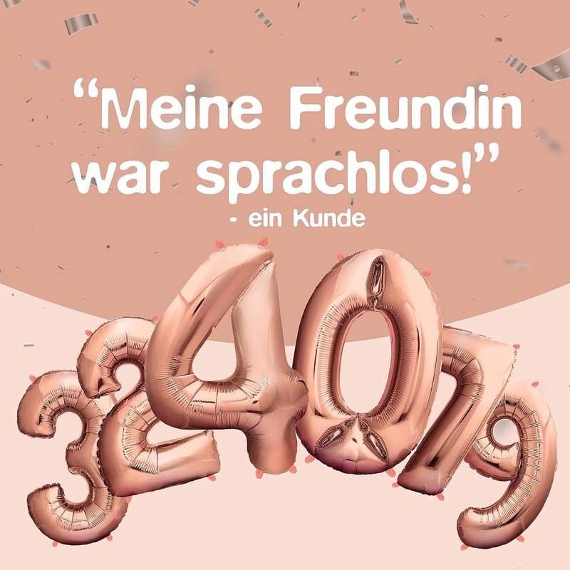 Folienballon Zahl 40 in Roségold - Geburtstagsdeko für Mädchen